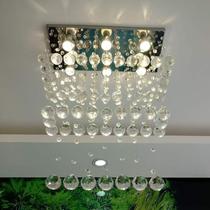 Luminária De Cristal Para Sala Com Base De Inox 50x22cm Luminária De Cristal Para Sala Com Base De Inox 50x22cm