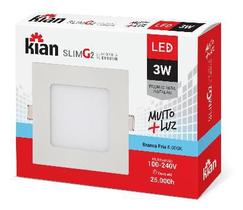 Luminária de Embutir Kian Quadrado LED Slim G2 Alt: 2cm Comp.: 8,3cm Larg: 8,3cm 3W 6000K Branca