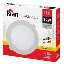Luminária de Embutir Kian Redondo LED Slim Alt: 2cm Comp.: 16,8cm 12W 3000K Amarela.