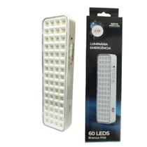 Luminária de Emergência Lâmpada 60 Leds 6500K Luz Branca Fria Forte Portátil Recarregável Bivolt 5W