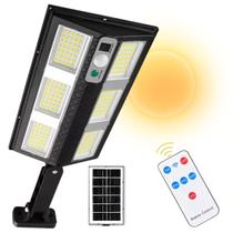 Luminária de Jardim com Placa Solar e Controle Remoto Sensor de Presença 3 Modos 150W Luz Potente