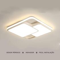 Luminária de LED de sobrepor quadrada Bivolt 32W 3 em 1 com luz central dupla Luminária de LED de sobrepor quadrada Bivolt 32W 3 em 1 com luz central dupla