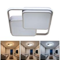Luminária de LED de sobrepor quadrada Bivolt 32W 3 em 1 com luz central dupla