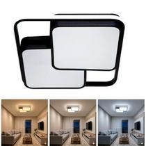 Luminária de LED de sobrepor quadrada Bivolt 32W 3 em 1 com luz central dupla Luminária de LED de sobrepor quadrada Bivolt 32W 3 em 1 com luz central dupla