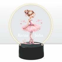 Luminaria de led infantil personalizada com nome tema bailarina colorido Luminaria de led infantil personalizada com nome tema bailarina colorido