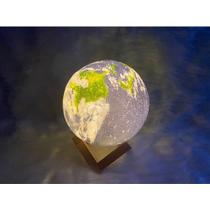 Luminaria De Led Planeta Terra 15cm A Pilha com suporte
