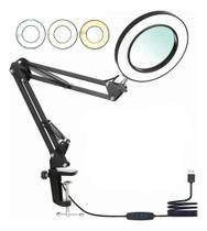 Luminária de LED Ring Light 6" com Lupa - Tomate MLG-116