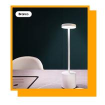 Luminária de Mesa 3 Tons Cabeceira Luxuosa Abajur Recarregável Escrivaninha LED Quarto Candeeiro Cor:Branco