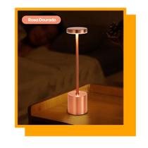 Luminária de Mesa 3 Tons Cabeceira Luxuosa Abajur Recarregável Escrivaninha LED Quarto Candeeiro