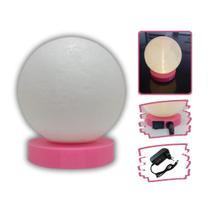 Luminária de Mesa 3d Forma de lua Cheia Base Rosa Luminária de Mesa 3d Forma de lua Cheia Base Rosa