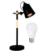 Luminária de Mesa 57cm Retrô Escandinava Articulada Metal Madeira Gimpo KJTD-687 + 1 Lâmpada 9W LED Luminária de Mesa 57cm Retrô Escandinava Articulada Metal Madeira Gimpo KJTD-687 + 1 Lâmpada 9W LED