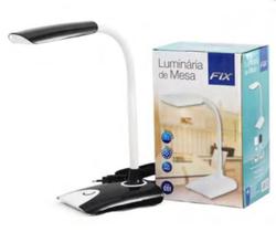 Luminária De Mesa 8 Leds Bivolt Econômica Fix Branco E Preto