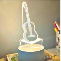 Luminária de mesa abajour de Led 3d Violão