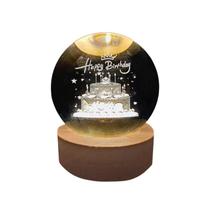 Luminária de Mesa Abajur 3D Cristal Bolo Led 2W 3000K 5V