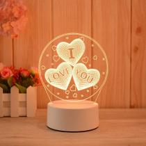 Luminária de Mesa Abajur 3D I Love You Led 4W 5V 3 em 1