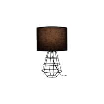 Luminária de mesa abajur aramado preto com cúpula de tecido - Essencial Iluminação