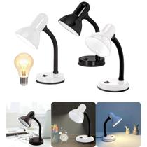 Luminária de Mesa Abajur Articulada Flexível Bancada Cabeceira Escritório Estudo Leitura Noite Ambiente Bivolt - Sortida