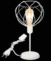 Luminária de Mesa Abajur Clássico Aramado Crown Branco P/LED