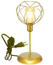 Luminária de Mesa Abajur Clássico Aramado Crown Dourado