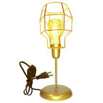 Luminária de Mesa Abajur Clássico Aramado Granada Dourado