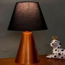 luminária de Mesa Abajur Cone Cobre de Alumínio Bivolt Com Cúpula tecido algodão