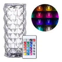 Luminária De Mesa Abajur Cristal Led Rgb 16 Cores C Controle Luminária De Mesa Abajur Cristal Led Rgb 16 Cores C Controle