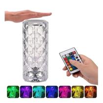 Luminária De Mesa Abajur Cristal LED RGB 16 Cores Touch Com Controle Luminária De Mesa Abajur Cristal LED RGB 16 Cores Touch Com Controle