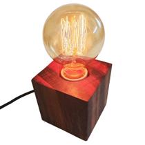 Luminária de mesa Abajur Cubo Jequitibá com Interruptor - IluminAqui