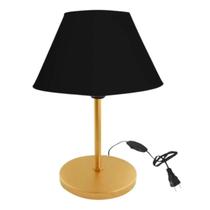 Luminária de Mesa Abajur Cúpula Injetada para Escritório Quarto Recepção Decoração Sala Moderno DOURADO e PRETO