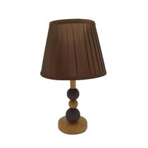 Luminária de Mesa Abajur em Madeira Bege e Marrom com Cúpula Marrom 41cm 1E27 15068-PL