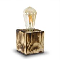 Luminária de Mesa Abajur em Madeira Maciça Cubo Minimalista Rústico Vintage Retrô Luminária de Mesa Abajur em Madeira Maciça Cubo Minimalista Rústico Vintage Retrô