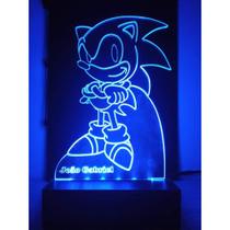 Luminária de Mesa Abajur Led Acrílico Sonic Bivolt Azul Personalizada - Woodback