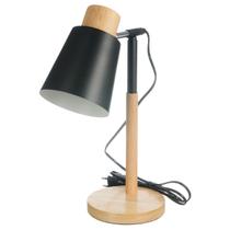 Luminária De Mesa Abajur Led Articulável Madeira Quarto Sala