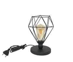 Luminária de mesa Abajur retrô aramado diamante preto Luminária de mesa Abajur retrô aramado diamante preto