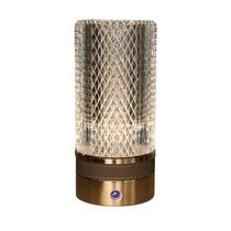 Luminária de Mesa Abajur Touch Dimerizável Dourado Vidro Transparente 22cm Led 12W 3em 1 Bivolt Luminária de Mesa Abajur Touch Dimerizável Dourado Vidro Transparente 22cm Led 12W 3em 1 Bivolt