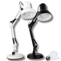 Luminária De Mesa Articulada Abajur Pixar Base Ou Garra com lâmpada