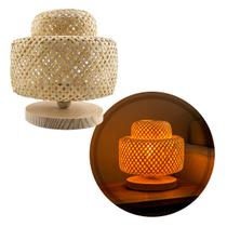 Luminária de Mesa BALI Abajur Fibra Bambu Base Madeira 1xE27 Boho Rústico ST3270 Luminária de Mesa BALI Abajur Fibra Bambu Base Madeira 1xE27 Boho Rústico ST3270
