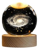 Luminária De Mesa Bola De Cristal 3d Decoração Base Madeira 675