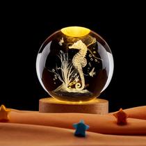 Luminária De Mesa Bola De Cristal 3d Decoração Marinha