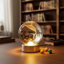 Luminária De Mesa Bola De Cristal 3d Decoração