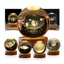 Luminária De Mesa Bola De Cristal 3d Decoração Solar Galáxia