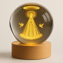 Luminária de Mesa Bola de Cristal Abajur de mesa para sala Luminária nossa senhora aparecida Madeira Luminária de Mesa Bola de Cristal Abajur de mesa para sala Luminária nossa senhora aparecida Madeira