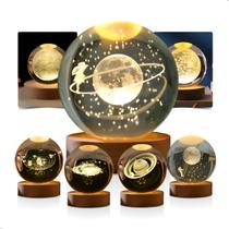 Luminária De Mesa Bola De Cristal Desenho 3D Decoração Luz de LED Conector USB