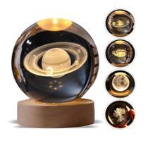 Luminária De Mesa Bola De Cristal Sistema Solar Galáxia Luminária De Mesa Bola De Cristal Sistema Solar Galáxia