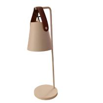 Luminária De Mesa Branco Com Couro 1 Lamp. - Juni