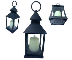 Luminaria de Mesa Castiçal Vela LED Decorativa Sala Preto