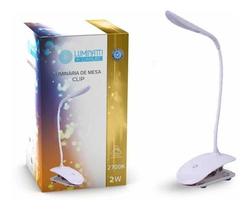 Luminária De Mesa Clip Branco Led Touch Dimerizável Bivolt 2W Branco Quente