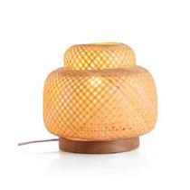 Luminaria de mesa colmeia de bambu boho 26cm - oikos natural
