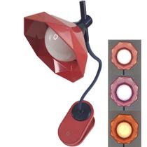 Luminaria de Mesa Com Garra Flexivel Diamante Presilha Touch Led 3 Cores Abajur Articulavel Trabalho Escritorio Home Office Geometrica