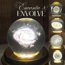 Luminária de Mesa com rotação infinita em Esfera de Cristal 3d Decorativa Abajur Presente Luminária de Mesa com rotação infinita em Esfera de Cristal 3d Decorativa Abajur Presente